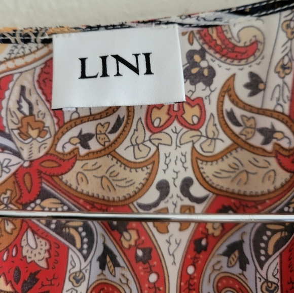 LINI Erica Midi Dress Paisely Smocked Large - Picture 3 of 8